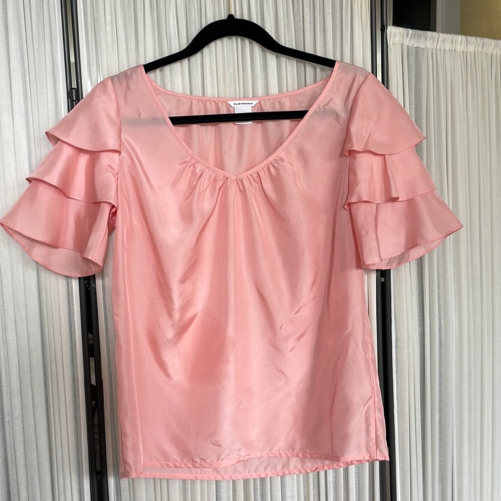 Club Monaco Flutter Sleeve Silk Blouse